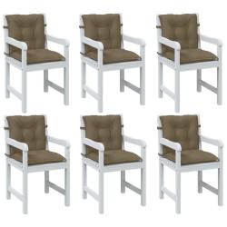 Coussins de chaise &agrave; dossier bas lot de 6 taupe m&eacute;lang&eacute; tissu