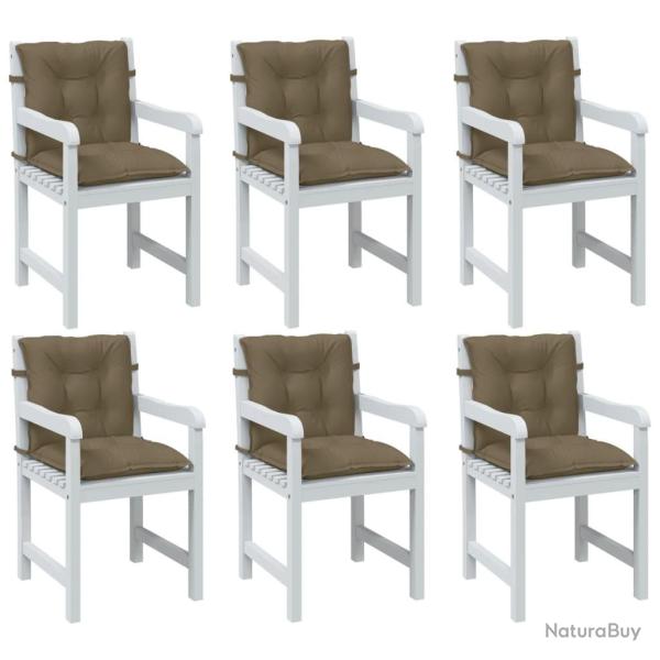 Coussins de chaise � dossier bas lot de 6 taupe m�lang� tissu