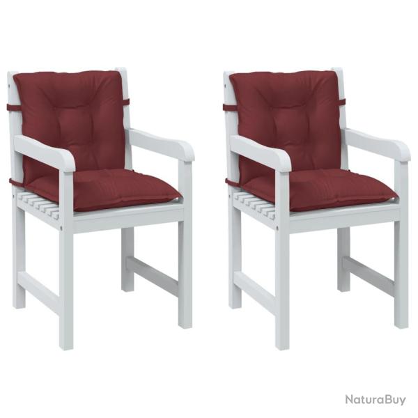 Coussins de chaise dossier bas lot de 2 rouge bordeaux m�lang�