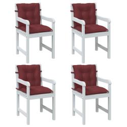 Coussins de chaise dossier bas lot de 4 rouge bordeaux m&eacute;lang&eacute;