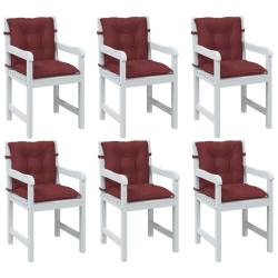 Coussins de chaise dossier bas lot de 6 rouge bordeaux m&eacute;lang&eacute;