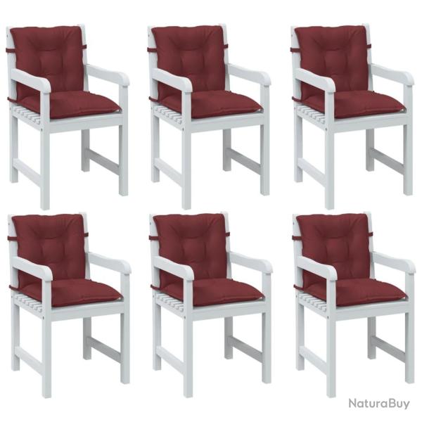 Coussins de chaise dossier bas lot de 6 rouge bordeaux m�lang�