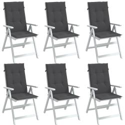 Coussins de chaise &agrave; dossier haut lot de 6 anthracite m&eacute;lang&eacute;