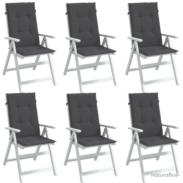 Coussins de chaise � dossier haut lot de 6 anthracite m�lang�