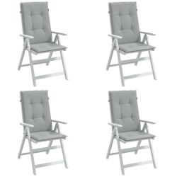Coussins de chaise &agrave; dossier haut lot de 4 gris clair m&eacute;lang&eacute;