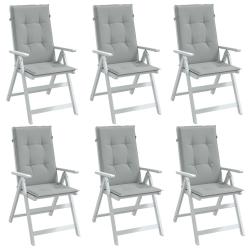 Coussins de chaise &agrave; dossier haut lot de 6 gris clair m&eacute;lang&eacute;