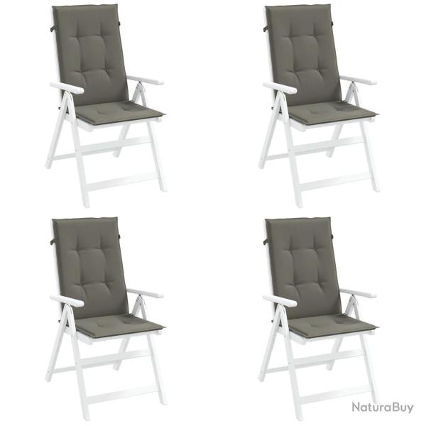 Coussins de chaise � dossier haut lot de 4 gris fonc� m�lang�