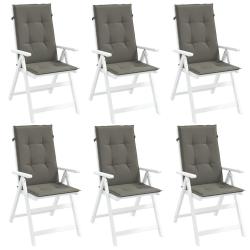 Coussins de chaise &agrave; dossier haut lot de 6 gris fonc&eacute; m&eacute;lang&eacute;