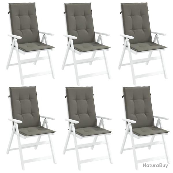 Coussins de chaise � dossier haut lot de 6 gris fonc� m�lang�