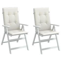 Coussins de chaise &agrave; dossier haut lot de 2 cr&egrave;me m&eacute;lang&eacute; tissu