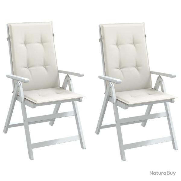 Coussins de chaise � dossier haut lot de 2 cr�me m�lang� tissu