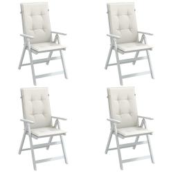 Coussins de chaise &agrave; dossier haut lot de 4 cr&egrave;me m&eacute;lang&eacute; tissu