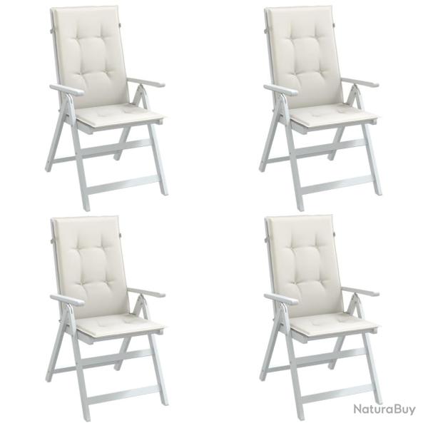 Coussins de chaise � dossier haut lot de 4 cr�me m�lang� tissu