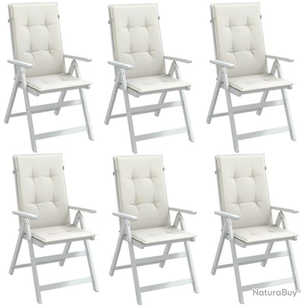 Coussins de chaise � dossier haut lot de 6 cr�me m�lang� tissu