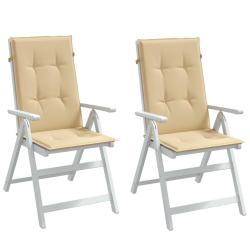 Coussins de chaise &agrave; dossier haut lot de 2 beige m&eacute;lang&eacute; tissu