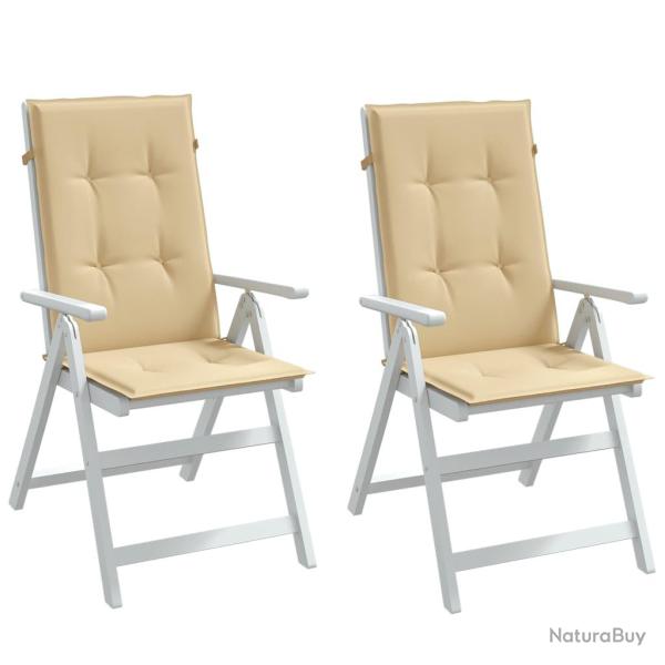 Coussins de chaise � dossier haut lot de 2 beige m�lang� tissu
