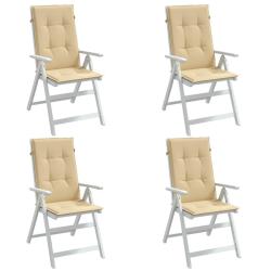Coussins de chaise &agrave; dossier haut lot de 4 beige m&eacute;lang&eacute; tissu