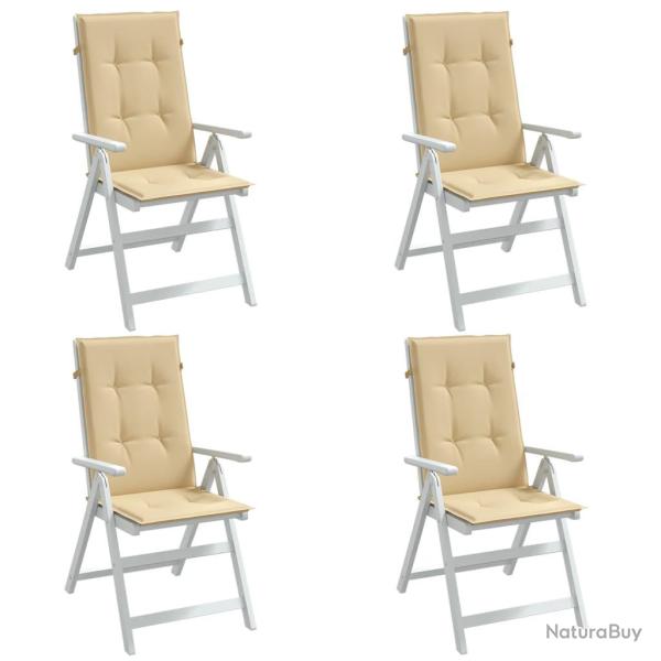 Coussins de chaise � dossier haut lot de 4 beige m�lang� tissu