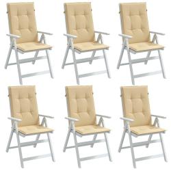 Coussins de chaise &agrave; dossier haut lot de 6 beige m&eacute;lang&eacute; tissu