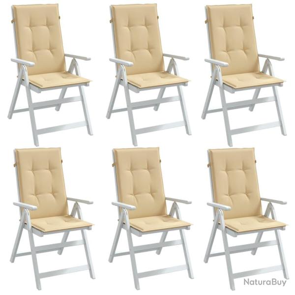 Coussins de chaise � dossier haut lot de 6 beige m�lang� tissu