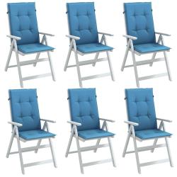 Coussins de chaise &agrave; dossier haut lot de 6 bleu m&eacute;lang&eacute; tissu