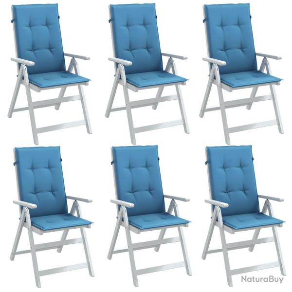 Coussins de chaise � dossier haut lot de 6 bleu m�lang� tissu