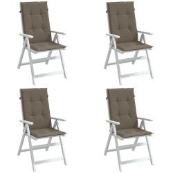 Coussins de chaise &agrave; dossier haut lot de 4 taupe m&eacute;lang&eacute; tissu