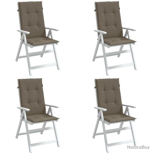 Coussins de chaise � dossier haut lot de 4 taupe m�lang� tissu