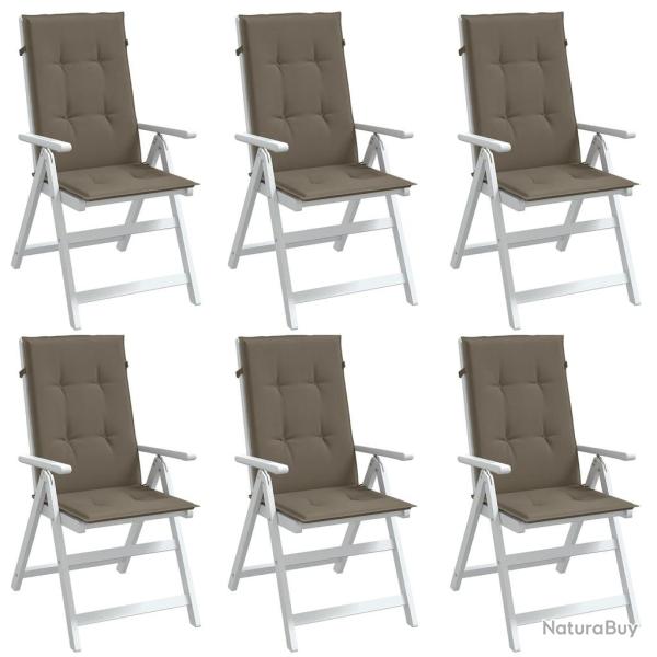 Coussins de chaise � dossier haut lot de 6 taupe m�lang� tissu