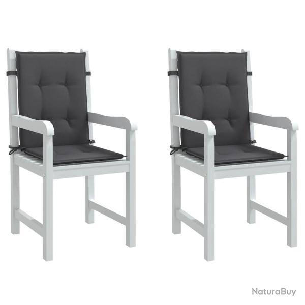 Coussins de chaise � dossier bas lot de 2 anthracite m�lang�