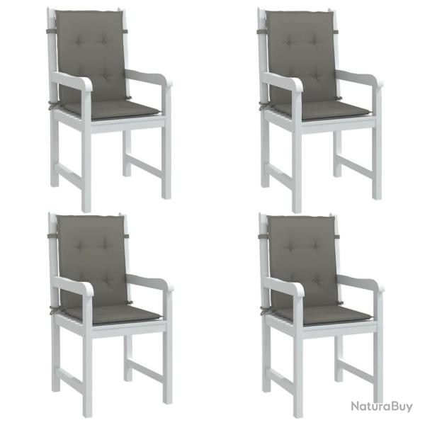Coussins de chaise � dossier bas lot de 4 gris fonc� m�lang�