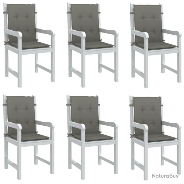 Coussins de chaise � dossier bas lot de 6 gris fonc� m�lang�