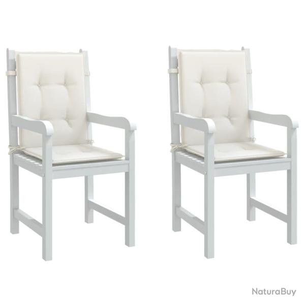Coussins de chaise � dossier bas lot de 2 cr�me m�lang� tissu