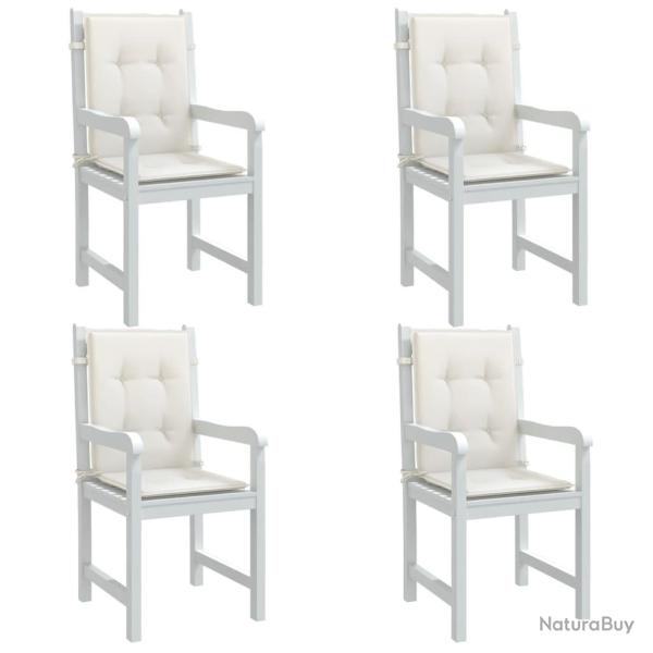 Coussins de chaise � dossier bas lot de 4 cr�me m�lang� tissu