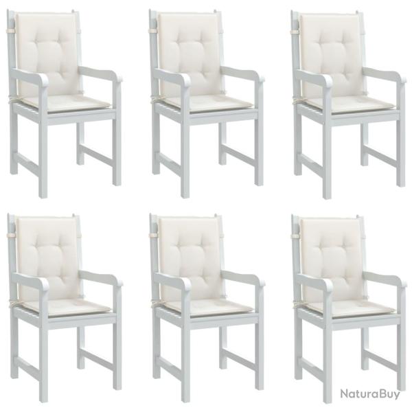 Coussins de chaise � dossier bas lot de 6 cr�me m�lang� tissu