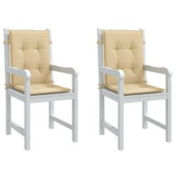 Coussins de chaise &agrave; dossier bas lot de 2 beige m&eacute;lang&eacute; tissu