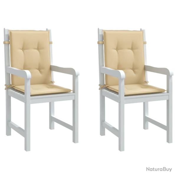 Coussins de chaise � dossier bas lot de 2 beige m�lang� tissu