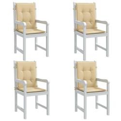 Coussins de chaise &agrave; dossier bas lot de 4 beige m&eacute;lang&eacute; tissu