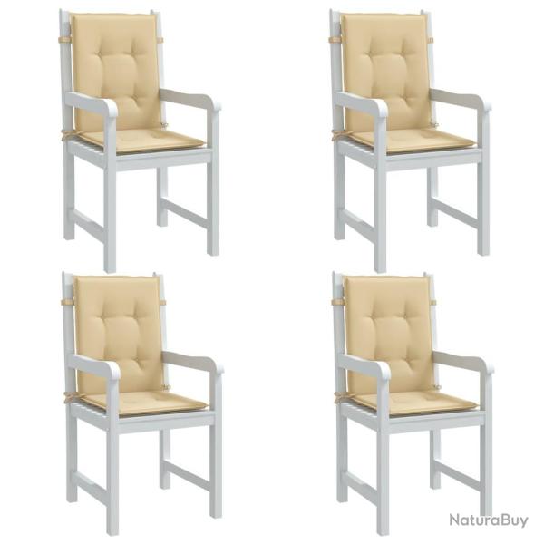 Coussins de chaise � dossier bas lot de 4 beige m�lang� tissu