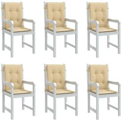 Coussins de chaise &agrave; dossier bas lot de 6 beige m&eacute;lang&eacute; tissu