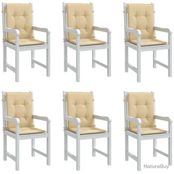 Coussins de chaise � dossier bas lot de 6 beige m�lang� tissu