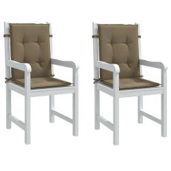 Coussins de chaise &agrave; dossier bas lot de 2 taupe m&eacute;lang&eacute; tissu
