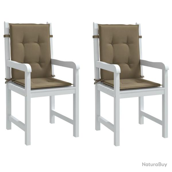 Coussins de chaise � dossier bas lot de 2 taupe m�lang� tissu