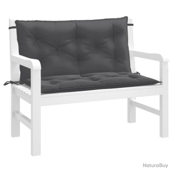 Coussins de banc de lot de 2 anthracite m�lang� tissu
