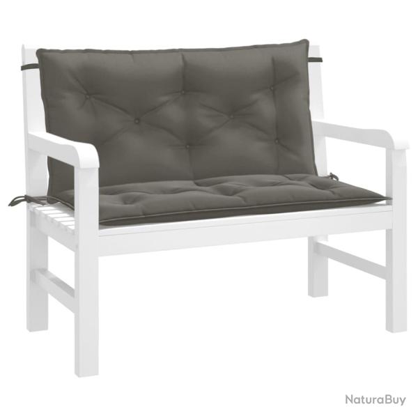 Coussins de banc de lot de 2 gris fonc� m�lang� tissu