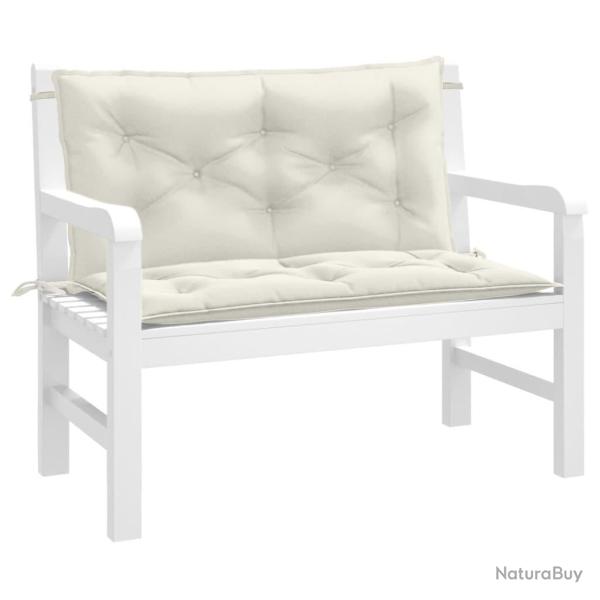 Coussins de banc de lot de 2 cr�me m�lang� tissu