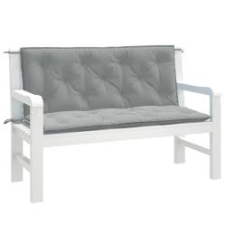 Coussins de banc de lot de 2 gris clair m&eacute;lang&eacute; tissu