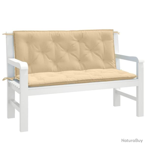 Coussins de banc de lot de 2 beige m�lang� tissu