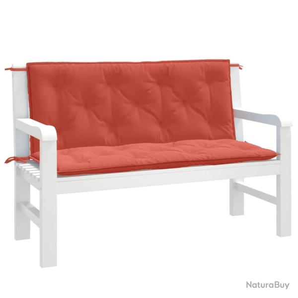 Coussins de banc de lot de 2 rouge m�lang� tissu