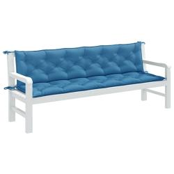 Coussins de banc de lot de 2 bleu m&eacute;lang&eacute; tissu